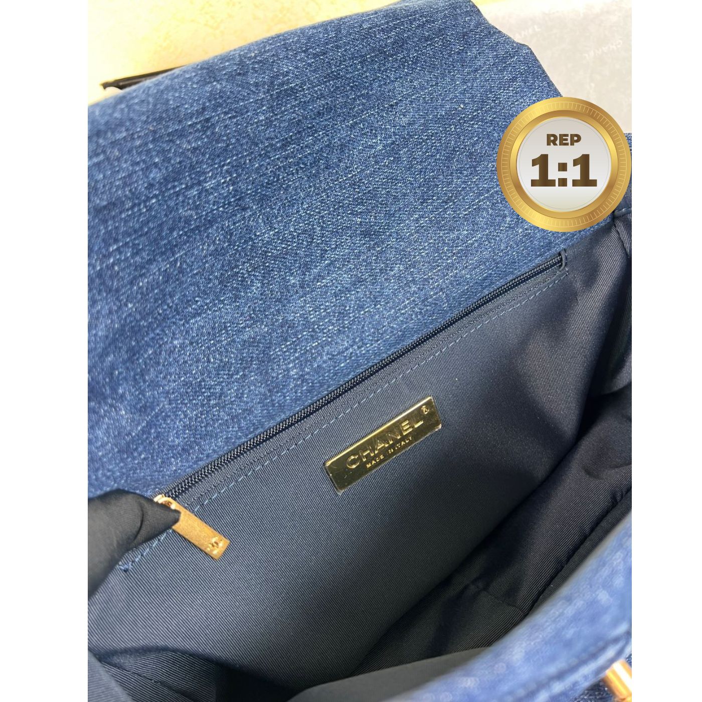 [REP 1:1] Chanel 19 Handbag Denim Blue For Women 10.1in/26cm AS1160